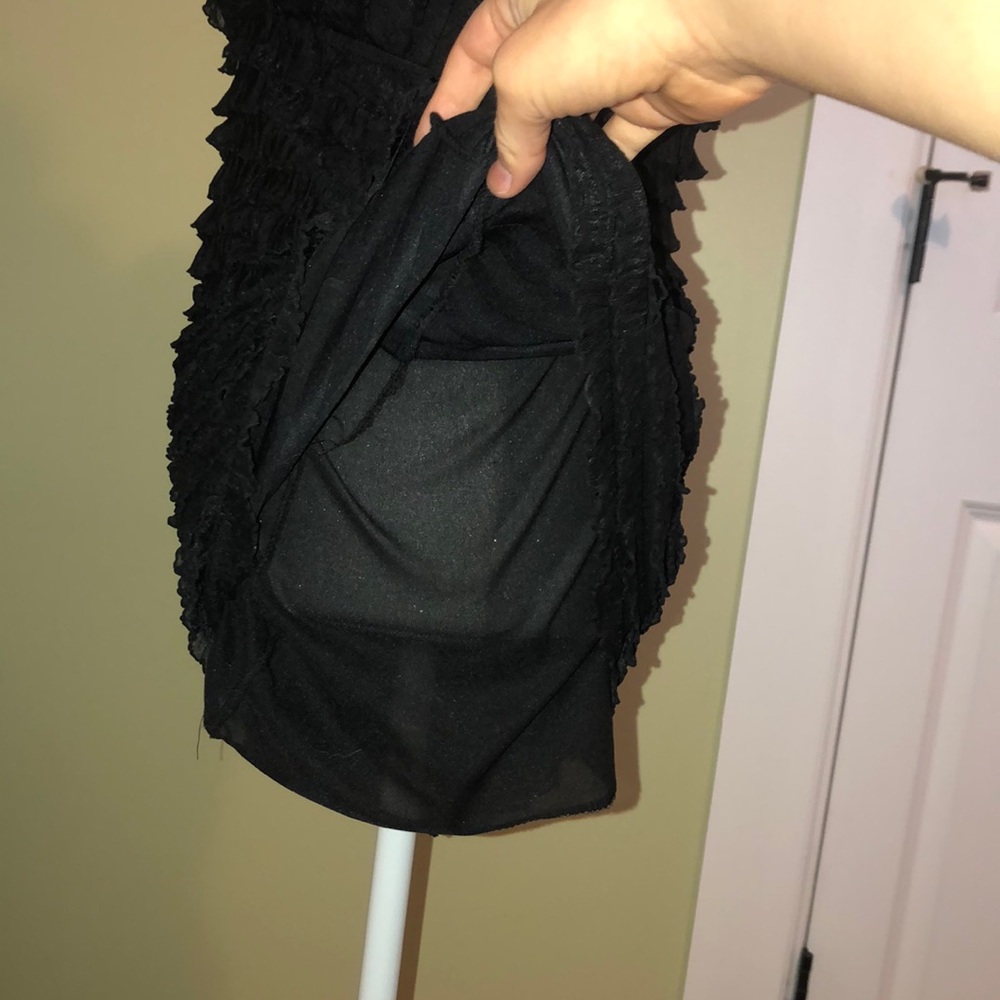 213 By Michelle Kim Black Ruffle Dress Size Small - Picture 5 of 7